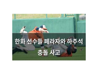 한화 선수들 페라자와 하주석 충돌 사고