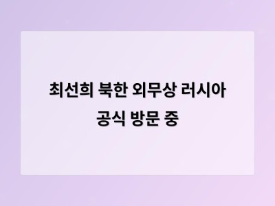 최선희 북한 외무상 러시아 방문으로 관계 재정비 시도